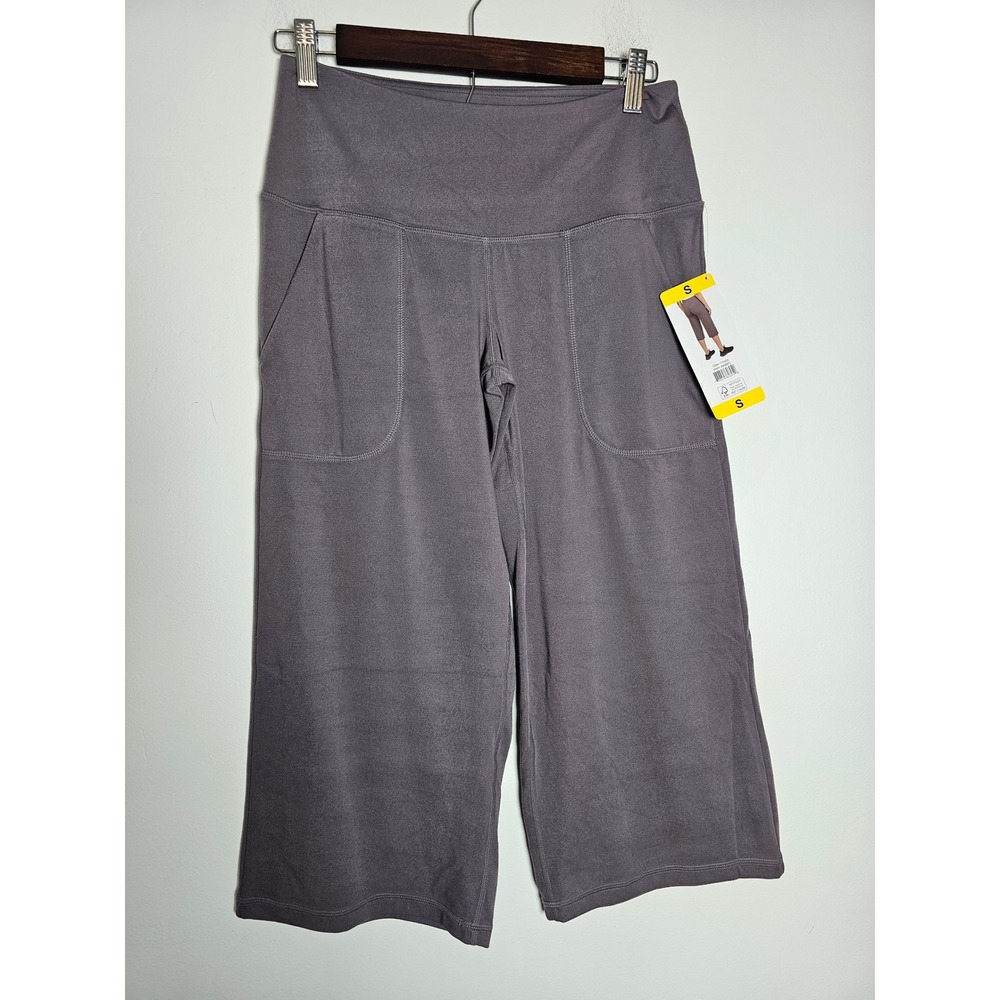 Athleisure Tuff Athletics Wide Leg Crop Pants Womens S Gray Rabbit High Rise NWT